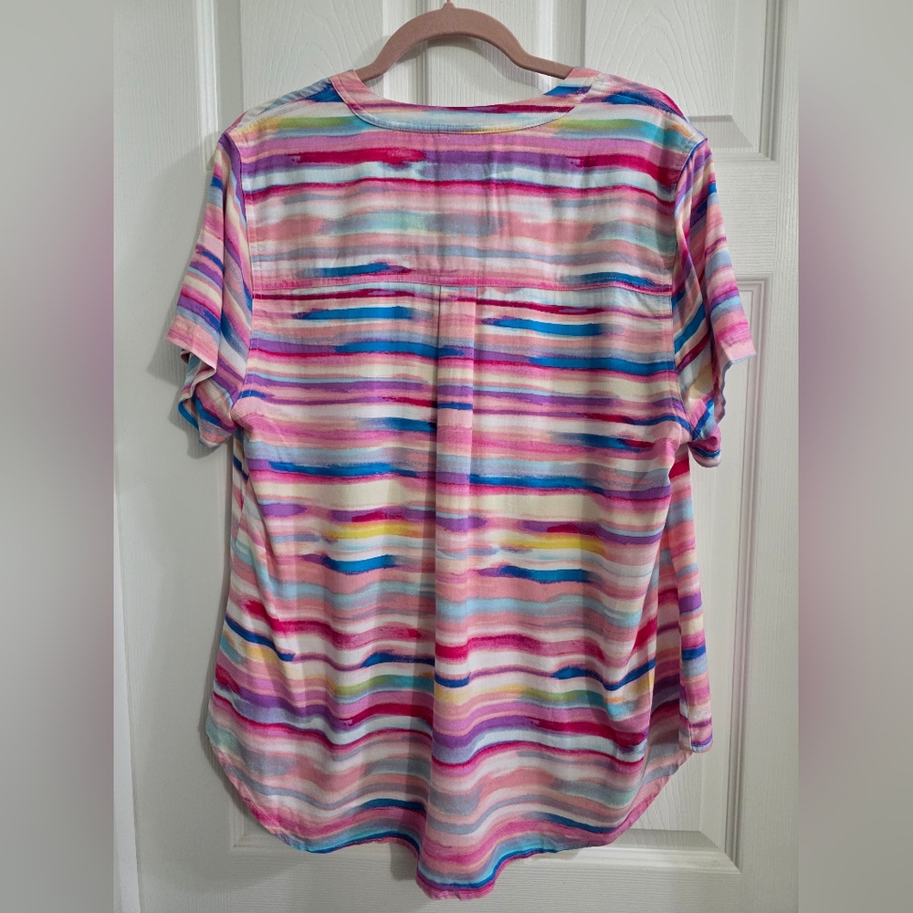 Torrid Harper Pullover Multicolor Striped Blouse with Button Detail - Picture 5 of 7
